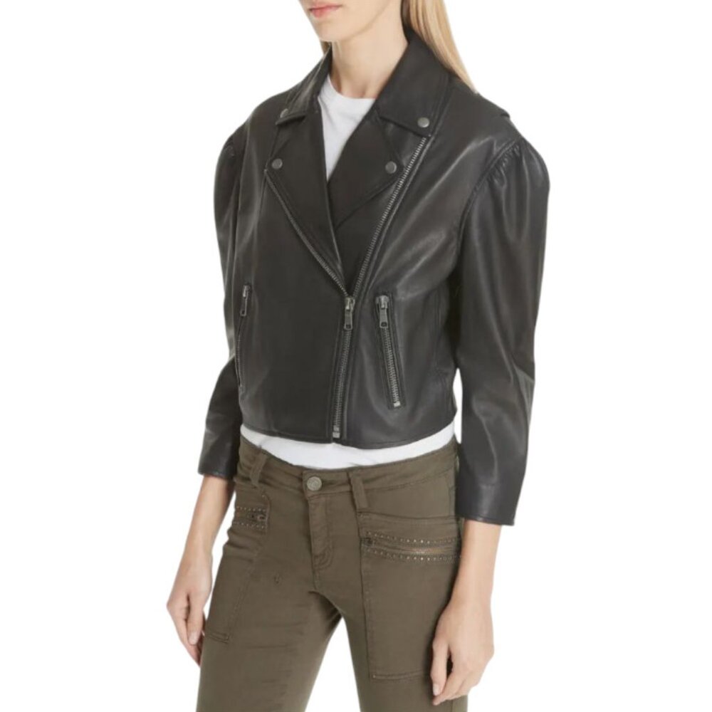 Brand New with Tag Joie Black Leather Jacket Classic and Versatile Style - Picture 5 of 16